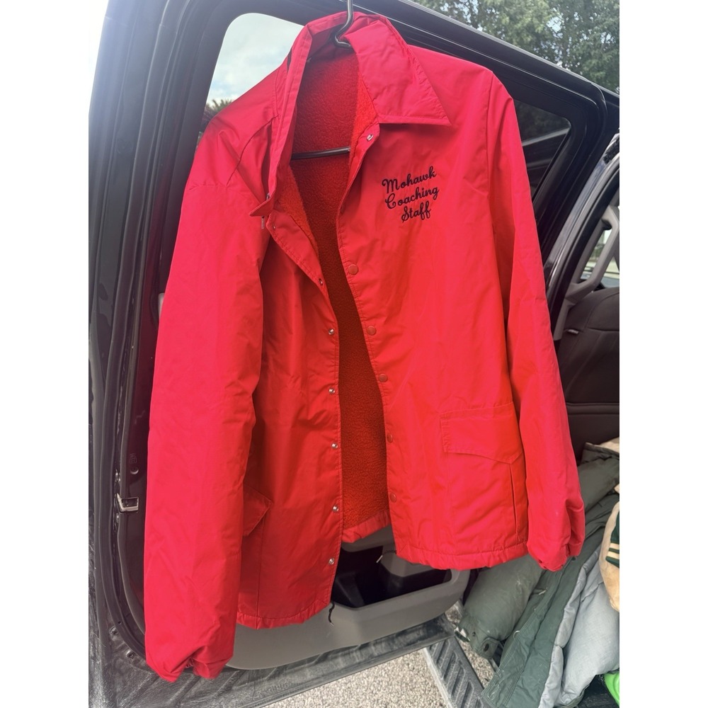 Vintage Howe Mohawk Coaching Staff Red Fleece Lined Jacket USA Men's XL